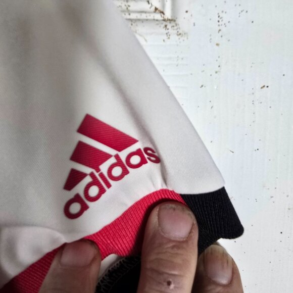 Adidas Short Sleeve Golf Polo Shirt‎ XL Men's White Blue Pink Moisture Wicking - Picture 5 of 5